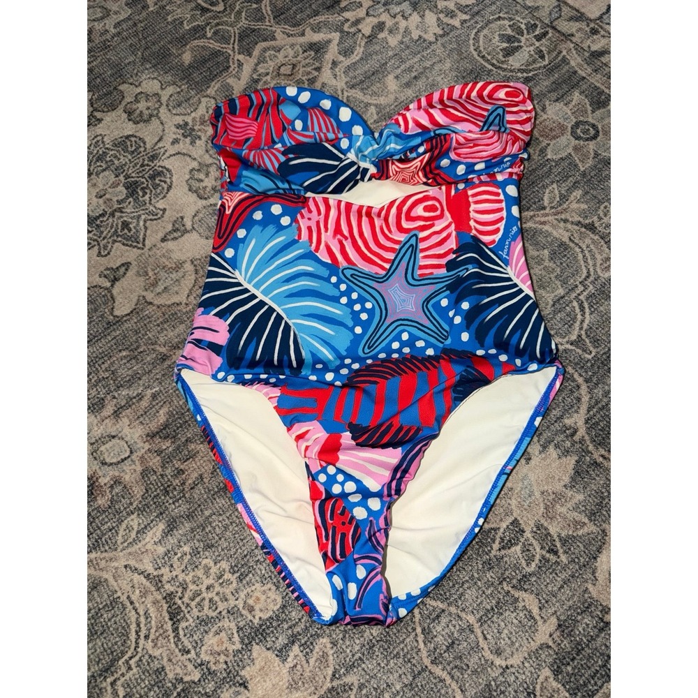 Farm Rio Strapless Cutout One-Piece Swimsuit